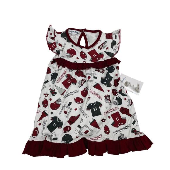 NWT Magnolia Baby 24M Maroon Touchdown Dress - Picture 1 of 7